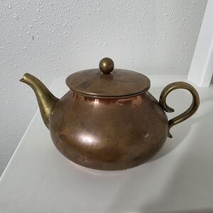 Elegant Copper and Brass Teapot